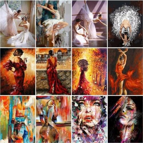 HUACAN Paint By Numbers Girl Figure Wall Art Unique Gift Hand Painted On Canvas Acrylic Picture By Numbers Women For Living Room