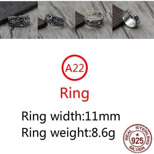 A22 s925 sterling silver ring punk fashion jewelry retro personality tide cross opening shape gift for friends 2020 new hot