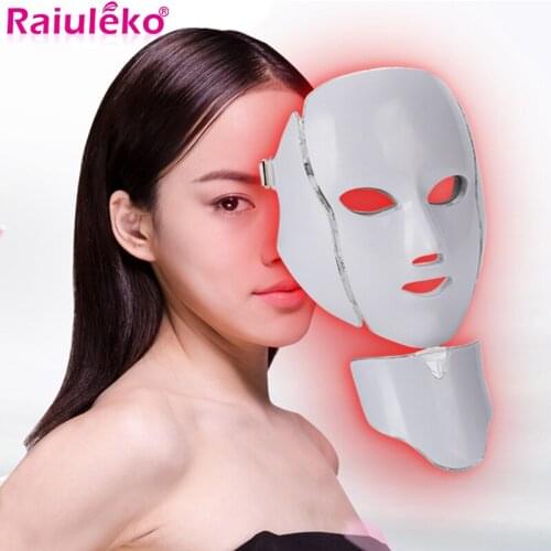 7 Color LED Facial Neck Mask Light Photon Massage Mask Wrinkle Acne Wrinkles Removal Skin Rejuvenation Face Beauty SPA Machine