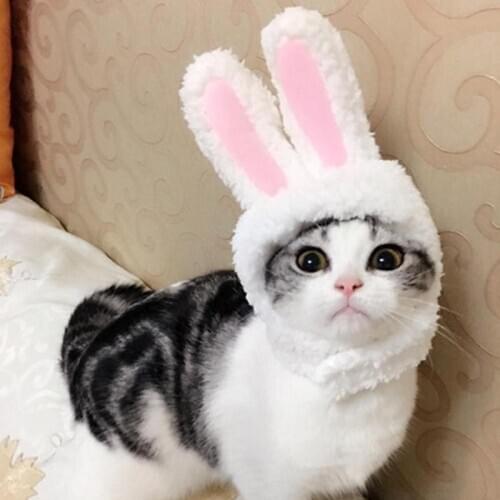Cute Pet Costume Cosplay Rabbit Ears Cap Hat for Cat Halloween Xmas Clothes Fancy Dress with Ears Pet Party Supplies