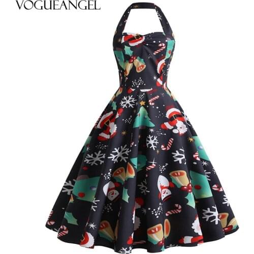 Christmas Sexy Halter Print Pleated Dress Women Sweet O Neck Beach Maxi Dress Summer Sleeveless Elegant Boho Party Dress XXL