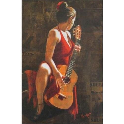 Handmade canvas oil painting pop art Flamenca Guitar Flamenco Dancer Home decor High quality