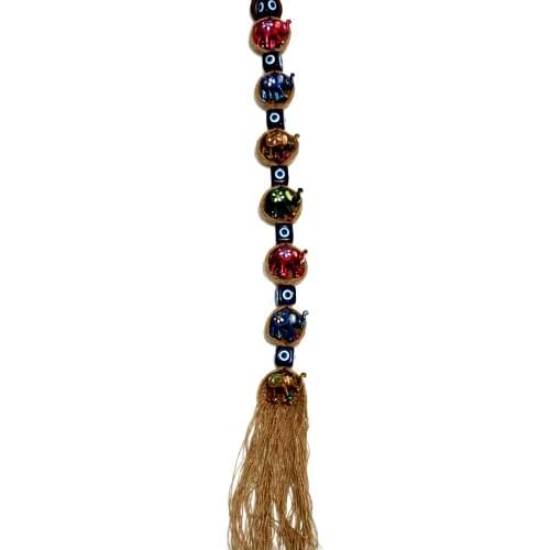 Seven Pieces of Abundance Elephant Evil Eye Beaded Wall Ornament, Elephant Figured Souvenir