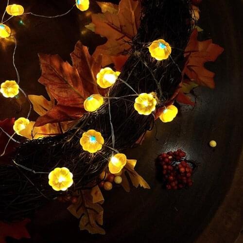 30 LED Pumpkin String Lights Halloween Outdoor Garden Holiday Remote Fairy Lighting Lamp Thanksgiving Party Decoration