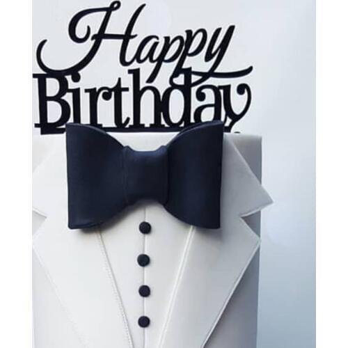 INS New Happy Birthday Acrylic Cake Topper Black Letters Cupcake Topper For Boys Birthday Party Cake Decorations Baby Shower