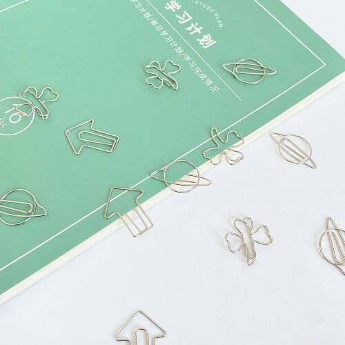TU10 pcs/pack star arrow shamrock sliver Paper Clips Kawaii Stationery Metal Clear Binder Clips Photos Ticket Notes Letter H0584