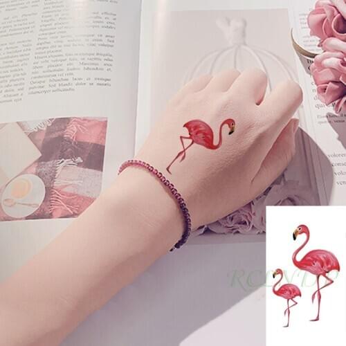 Waterproof Temporary Tattoo Sticker Flamingo Bird Animal Flash Tatoo Fake Tatto Hand Arm Neck Body Art for Woman Men