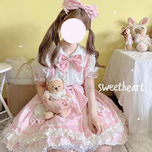Jk Lolita Skirt Japanese Cute Dots Ruffle Baby Doll Spaghetti Strap Skirt For Women Summer Bow Kawaii Fashion Sweet Clothing New
