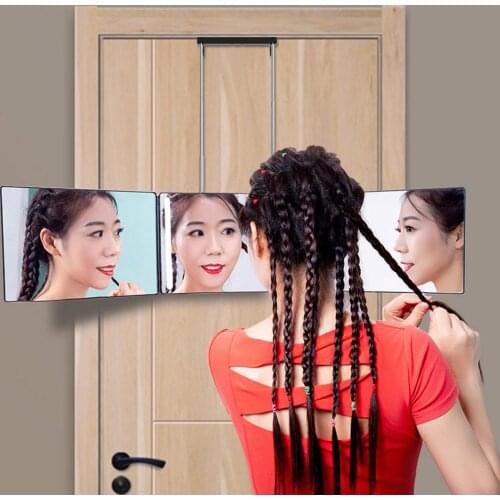 3Way Makeup Mirror Trifold Mirror For Self Hair Cutting Styling Hanging 360 Degrees Mirror With Lights Portable Makeup Mirror