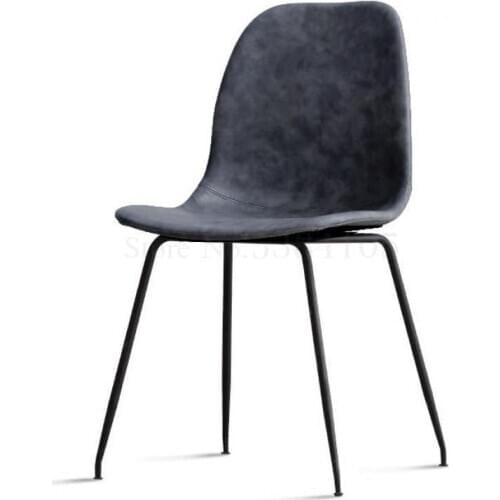 Iron chair simple modern saddle leather dining chair Nordic home back chair ins wind desk chair