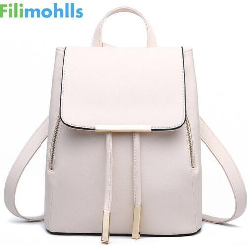 Women backpacks lady leather bags school teenage backpack for girls Vintage Waterproof leather school bags for girls black S1535