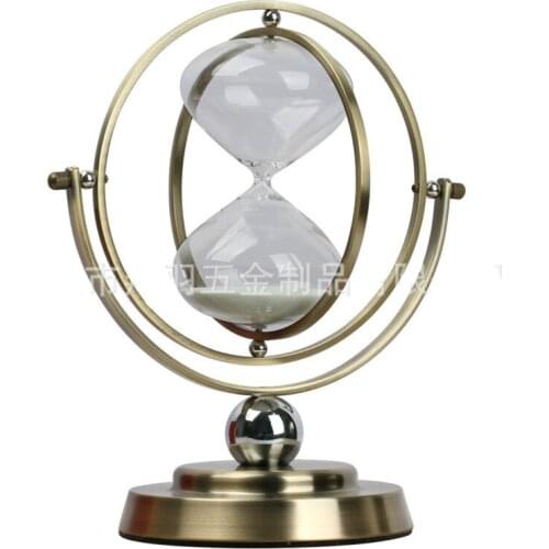 Creative Nordic Gold metal globe Hourglass Decorative ornaments Modern home living room desktop Crafts decoration Timer figurine