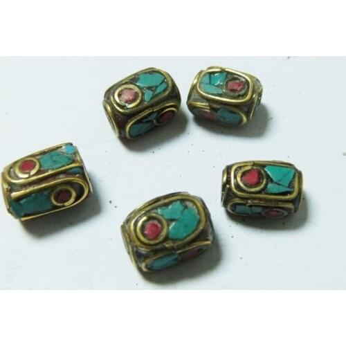 10Piece 11X8MM Tibetan Ethnic Tribal real Natural Turquoise Coral Jewelery Beads Nepal