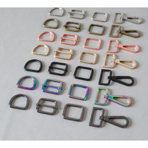 100Pcs/Lot Wholesale Metal D Ring Hooks Buckle Adjuster Carabiner For Bag Backpack Accessories Clasp Dog Leash Straps Hardware