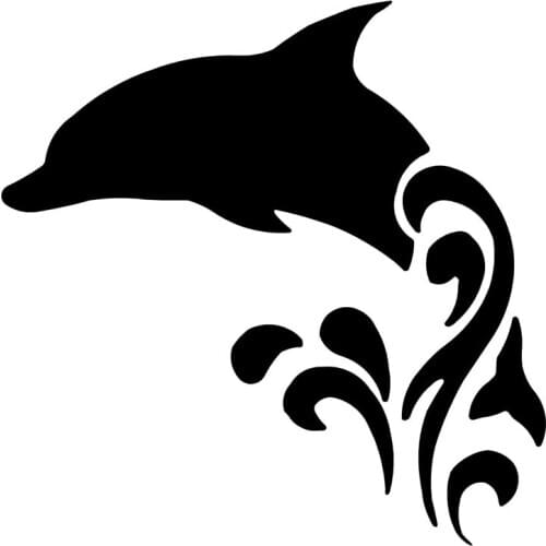15.1*15.1CM Dolphin Animal Fish Body Decoration Decal Car Styling Fashion Stickers Black/Sliver C6-1249