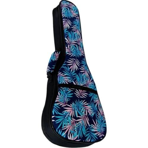 26 Inch Soprano Concert Tenor Ukulele Soft Bag Blue Leaves Case Gig Padded Pattern Creative Gifts Kids Girl Boy