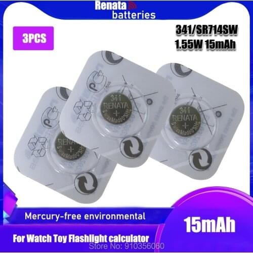 3Pcs/Lot Renata 341 100% Original Brand New LONG LASTING SR714SW 1.55V Swiss Made Silver Oxide Watch Battery Renata 341