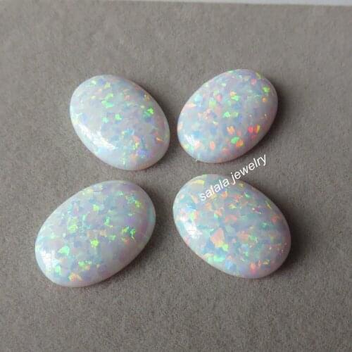 30pcs/lot Free Shipping 13x18mm OP17 Snow White Oval Opal Synthetic Oval White Fire Opal Stone Oval Cabochon Opal for Jewelry