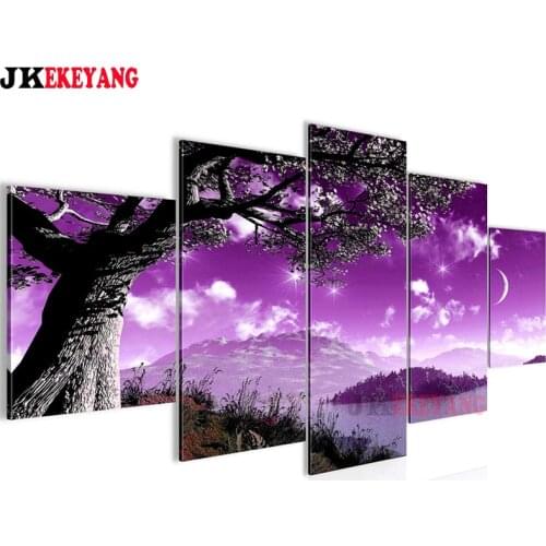 5pcs 5D Diy Diamond embroidery"Beautiful lake sky"Cross Stitch full square diamond painting,puzzle Y4326