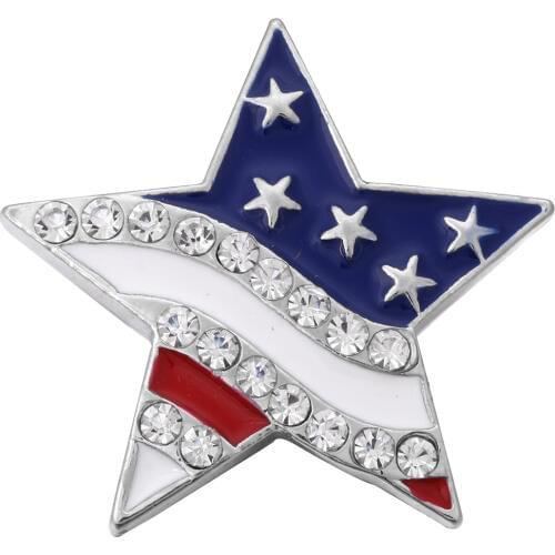 5pcs/lot New Snap Jewelry Rhinestone United States Star Metal Snap Button Charms Fit DIY 18mm Snap Buttons Bracelets Necklace
