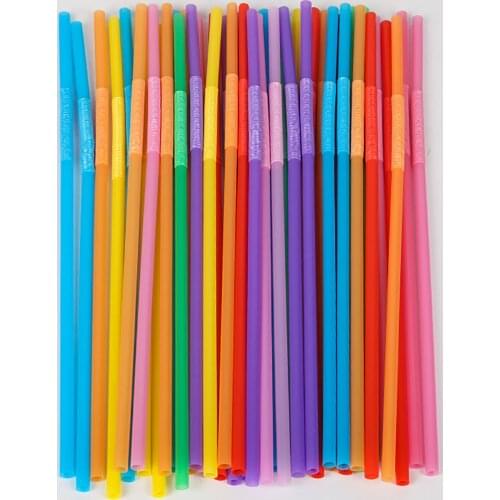50pcs Plastic Drinking Straws 8 Inche Long Multi-Colored Striped Bedable Disposable Straws Party Multi Colored Rainbow Straw