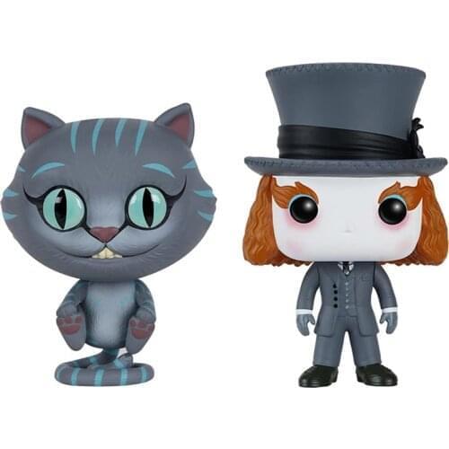 Anime Alice in Wonderland Kawaii Cheshire cat and Mad Hatter Action Figure Dolls Toy Cute Model Toys Funny Gifts for Kids