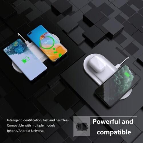 Fast 2in1 Dual Wireless Charger Pad For Airpods Pro For Iphone X Xr Xs 11 Pro Max Samsung S10 Xiaomi Qi 20W Charging Chargers