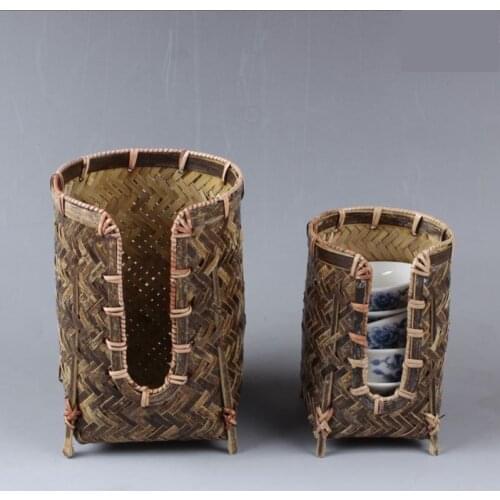 Bamboo woven antique cup cage cup basket bamboo woven rattan tea ceremony accessories cup Susan paragraph