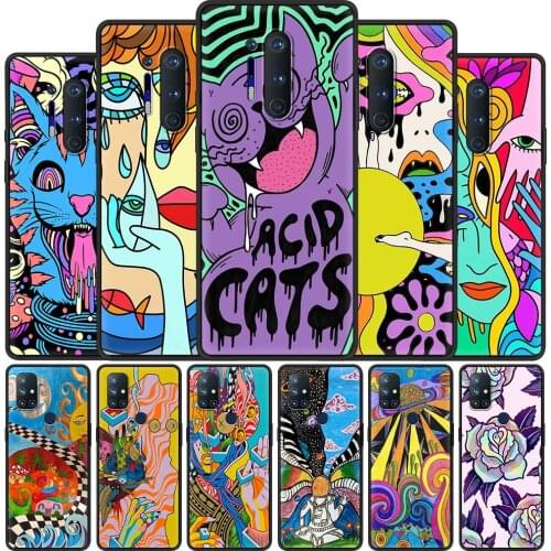 For OnePlus 8 Nord 7Pro Case For One Plus Z N10 5G 8T 7 Pro n100 7T 6T Full Protection Soft Phone Cover Psychedelic Trippy Art