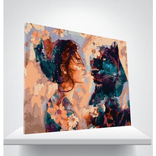 Diy digital painting beauty and the beast digital painting acrylic canvas painting hand-painted painting art