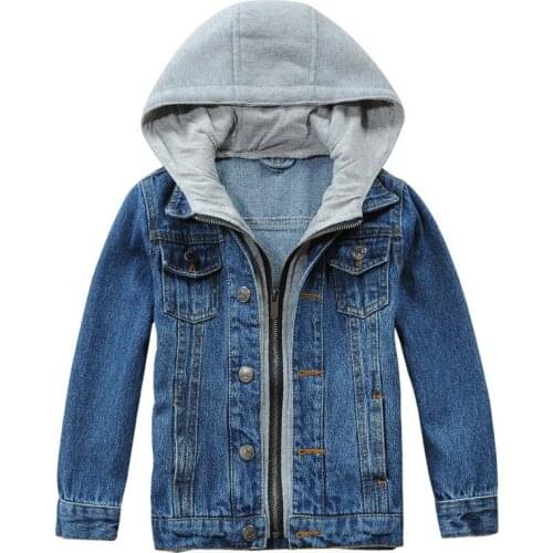 Classic boy denim jacket thick hooded deep blue jeans jacket for 1-12years boys toddler kid jacket denim clothes