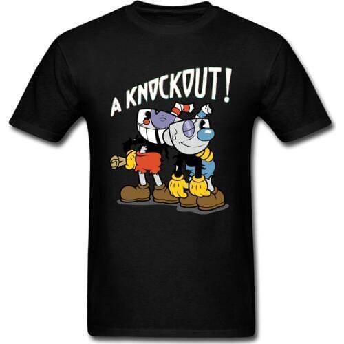 Cuphead Knockout Anime Tshirt Comic Video Game Cotton O-Neck T Shirt Family Tops Tees Coupons Printed Tshirts Drop Shipping