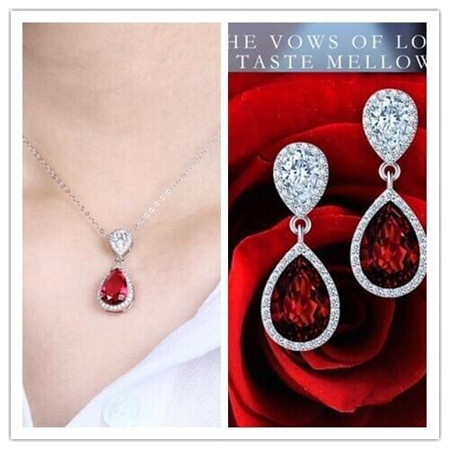 Valentines Day gift super flash crystal necklace S925 silver needle Earrings temperament Earrings Necklace Set birthday gift