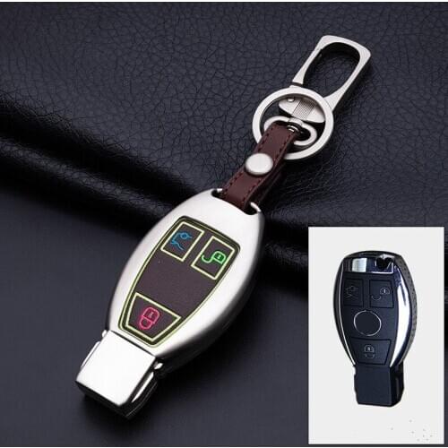 Alloy leahter Car Key Bag Case Cover Key Holder Chain For Mercedes for Benz AMG W203 W210 W211 W124 W202 W204 W205 W212 W176