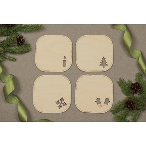 Laser Cut Wood Christmas Coaster Ornaments .Unfinished Wood Tags .Rustic Ornaments,Wood Coasters Cup,Christmas gift
