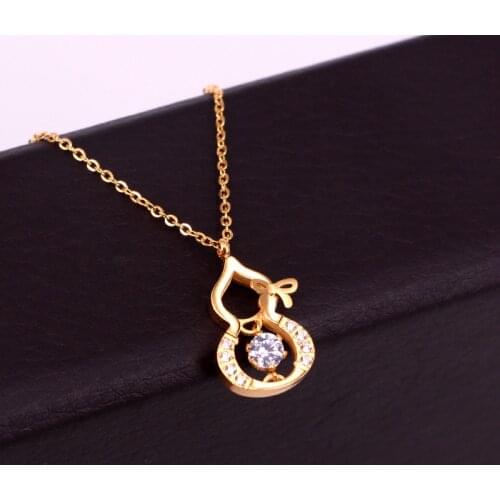 Fashion new micro inlaid crystal bow knot gourd necklace for women necklace crystal necklace women jewelry wholesale