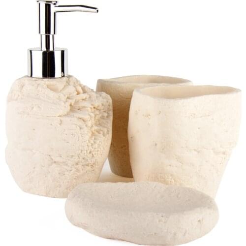 Nordic Style Bathroom Set 4-piece Stone-like Bathroom Supplies Sandstone Toothbrush Holder Dispenser Kits Optional 3 colors