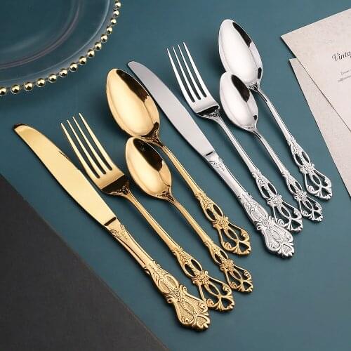 Stainless Steel Dinnerware Set Western Dishes Eco Friendly Camping Dinnerware Set Kitchen Bar Cubiertos Tableware DI50DC