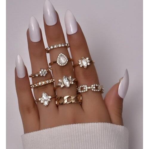 Gold Fashion Stacking Ring Set, Delicate Women Boho Band Rings Personalized Dainty Stacking Rings Minimal Stacking Rings