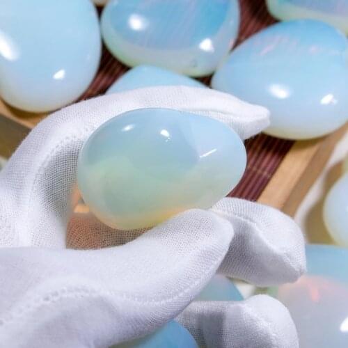 New Fashion 2021 Diy No Hole Free Shipping Wedding Accessories 1Pcs 45mm Heart Opal Stone Bead Charm For Jewelry Making