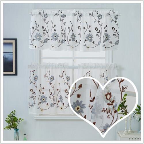 The new cabinet curtain embroidered curtain Japanese and Korean style short floating curtains decorative door curtain