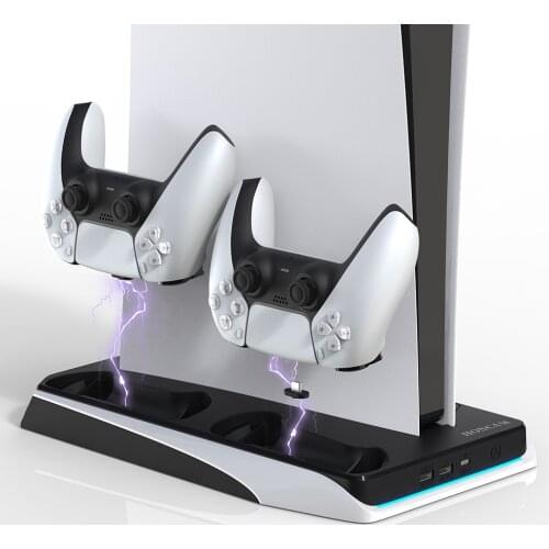 Vertical Game Cooling Stand For PS5 Digital Console with Dual Controller Charger for PlayStation 5 for Dual Sense 12 Game Slots