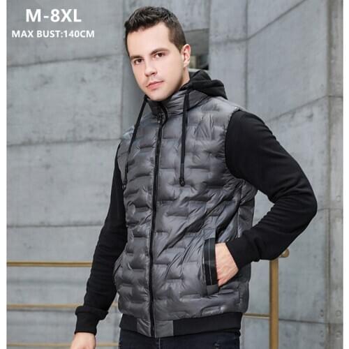 Autumn Vest Thick Sleeveless Jacket Man Hoodies Plus Size boys 5XL 6XL 7XL 8XL Winter Thick Oversized Warm Veste Coat Waistcoat