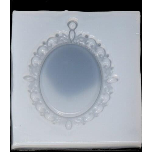 Oval Mirror Frames Liquid Silicone Mold Base DIY Resin Jewelry Pendant Necklace