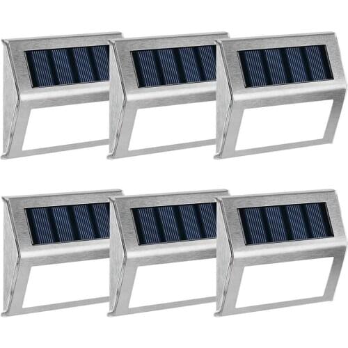 Solar Step Lights Stainless Steel 3 LED Solar Powered Deck Lights Outdoor Waterproof Stair Lights for Step Stairs Pathway Garden