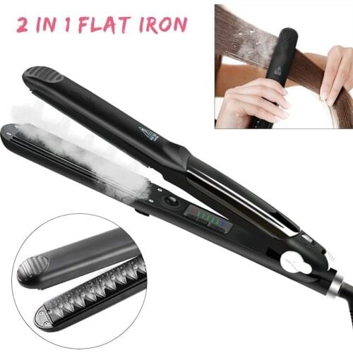 Professional Steam Hair Straightener 450°F Ceramic Vapor Plate Hair Straightener Flat Iron Straightening Hair Brush