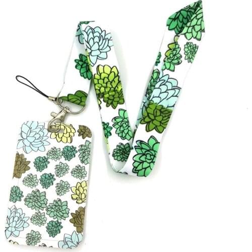 Succulents Flower Planters Printed Neck Strap Keychain Lanyard For Keys Students Work Bank Credit Card Name Badge Holder