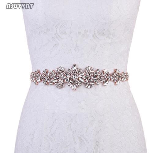 Noble Rose Gold Women Belt Rhinestone Bridal Belt Thin Crystal Beaded Bridal Belts Women Girl Belt Gift For Party Dress Up