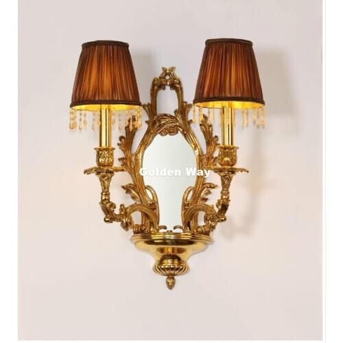 Luxury Candle Style Wall Light W38cm H52cm Copper Sconce Lamp Bronze Wall Bracket Light for bedroom living Room Hoem Decoration