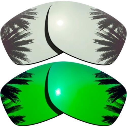 Silver Mirrored+Green Mirrored Coating) 2-Pairs Polarized Replacement Lenses for Jupiter Squared 100% UVA & UVB Protection